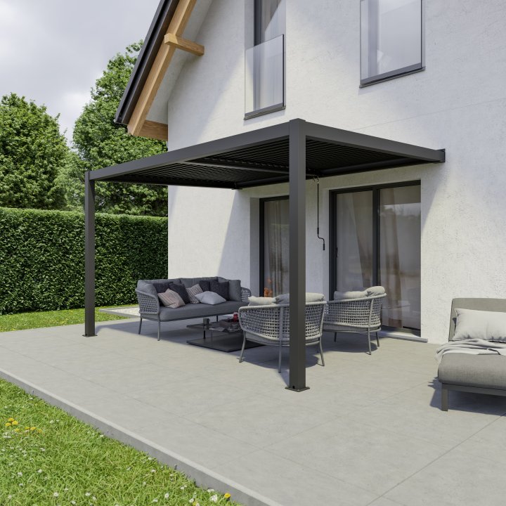 Agadon Aluminium Pergola Shading System 400 x 300 cm Anthracite Wall Mounted