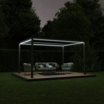 Electric Agadon Aluminium Pergola Shading System 300 x 400 cm Anthracite with Lights (Motorised)