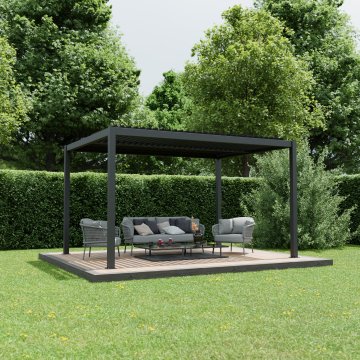 Electric Agadon Aluminium Pergola Shading System 300 x 400 cm Anthracite with Lights (Motorised)