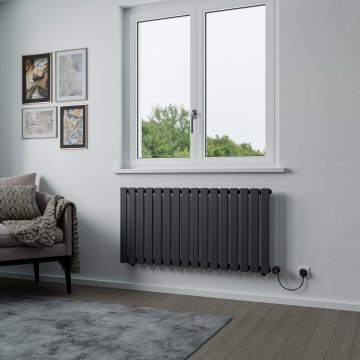 Lola Horizontal Electric Designer Radiator - 600x1208 - Anthracite - 1000W