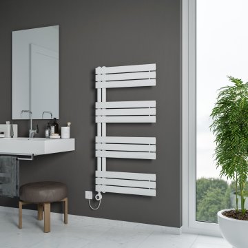 Lola Open Electric Towel Rail - 1200x600 - White