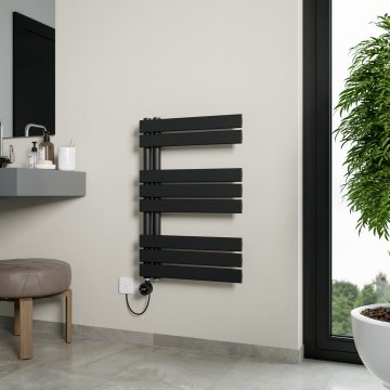 Lola Open Electric Towel Rail - 750 x 500 - black