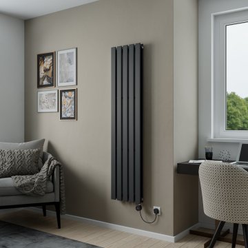 Lola Vertical Duplex Electric Designer Radiator - 1600x380 - Anthracite - 1000W