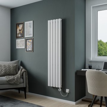 Lola Vertical Duplex Electric Designer Radiator - 1600x380 - White - 1000W